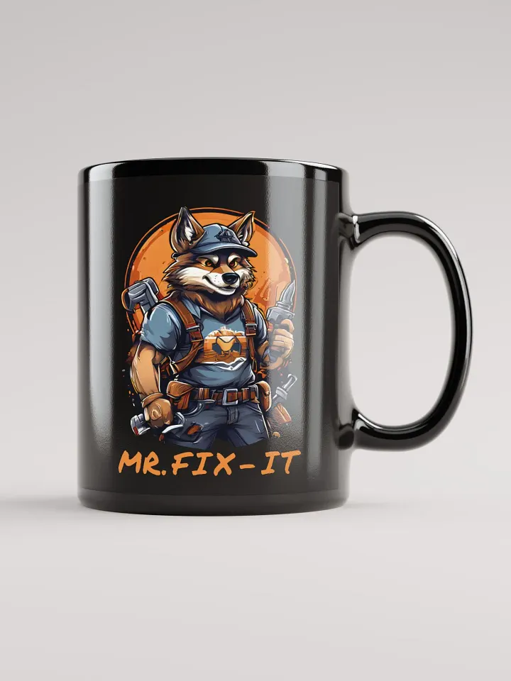 Mr. Fix-It Cool Funny Wolf Handyman Ceramic Black Glossy Mug | Unique Gift for Handymen and DIY Enthusiasts | Durable and Stylish Coffee Cup product image (1)