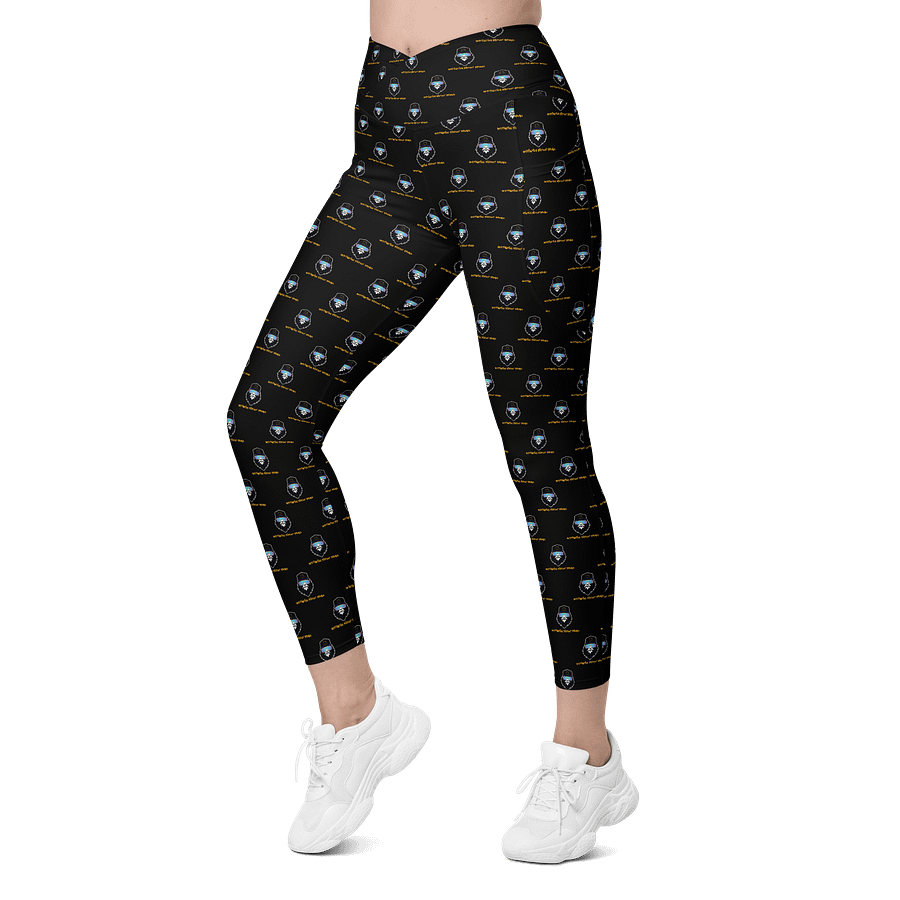 Synthsquatch Fitness Bigfoot Monogram Logo All-Over Print Crossover Leggings With Pockets (Black) product image (5)