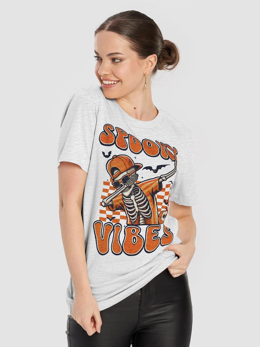 Retro Spooky Vibes Dabbing Skeleton Halloween Design T-Shirt product image (2)