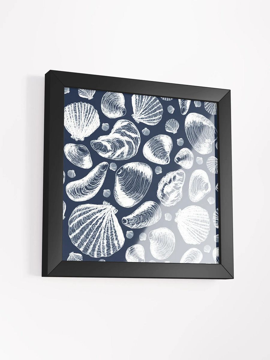 New England Tidal Treasures | White on Navy | by Monique Faella Designs™ | Framed Coastal Wall Art | Museum-Quality Print product image (3)