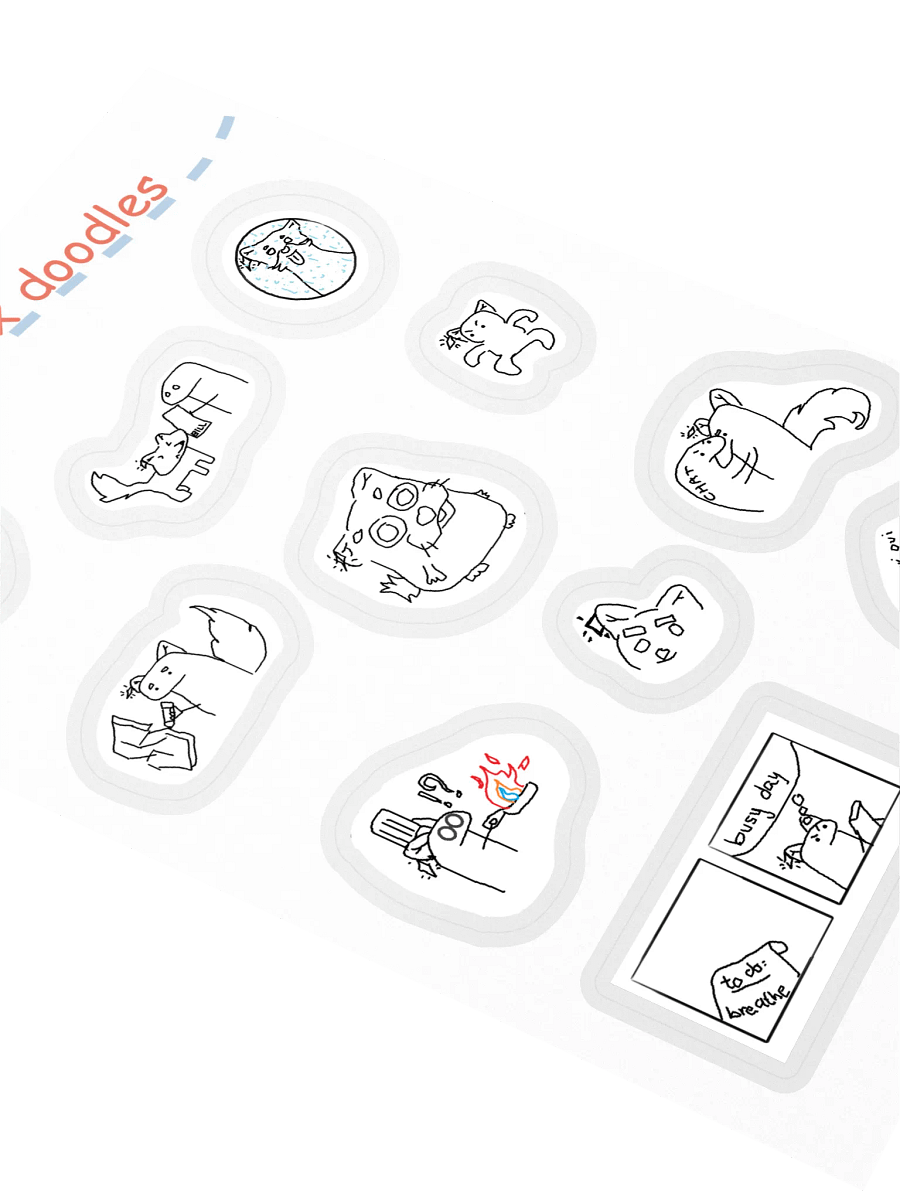 whimsical f0x doodles sticker sheet product image (2)