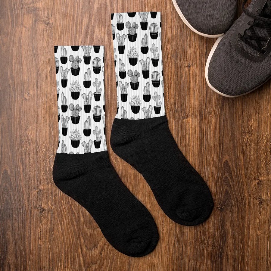 Line Art Cacti Pattern Socks product image (9)
