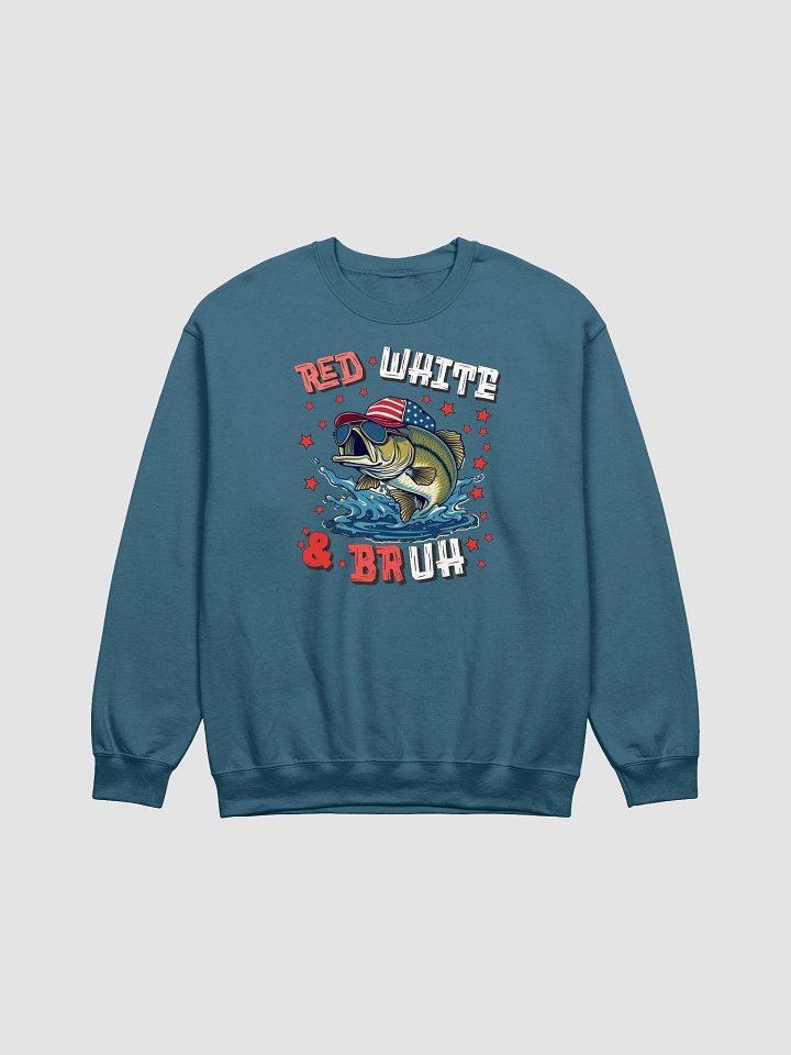 Red White And Bruh Fishing Patriotic Jumping Crewneck product image (11)