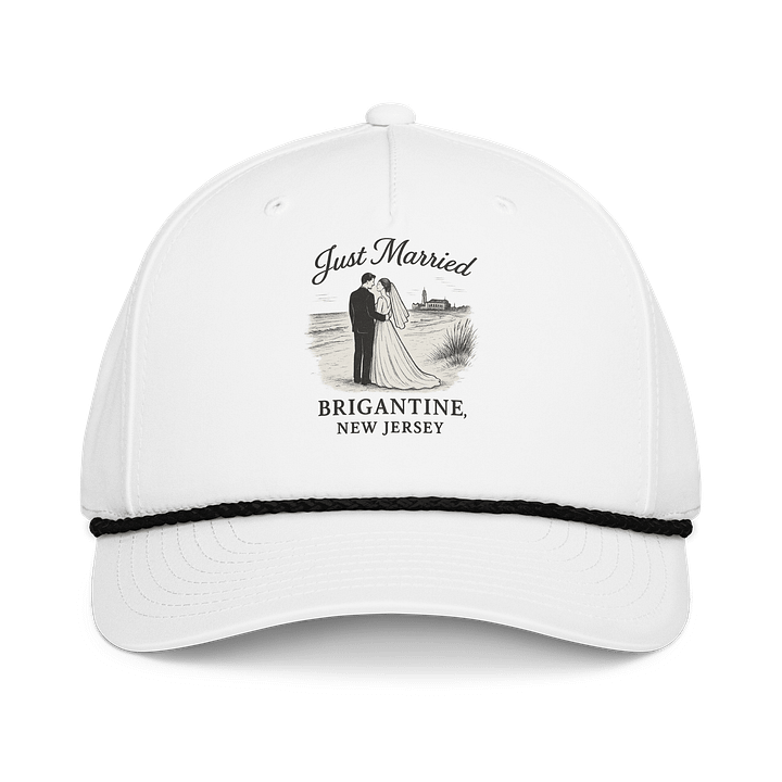 Brigantine NJ "Just Married" 5-Panel Classic Rope Wedding Cap product image (1)