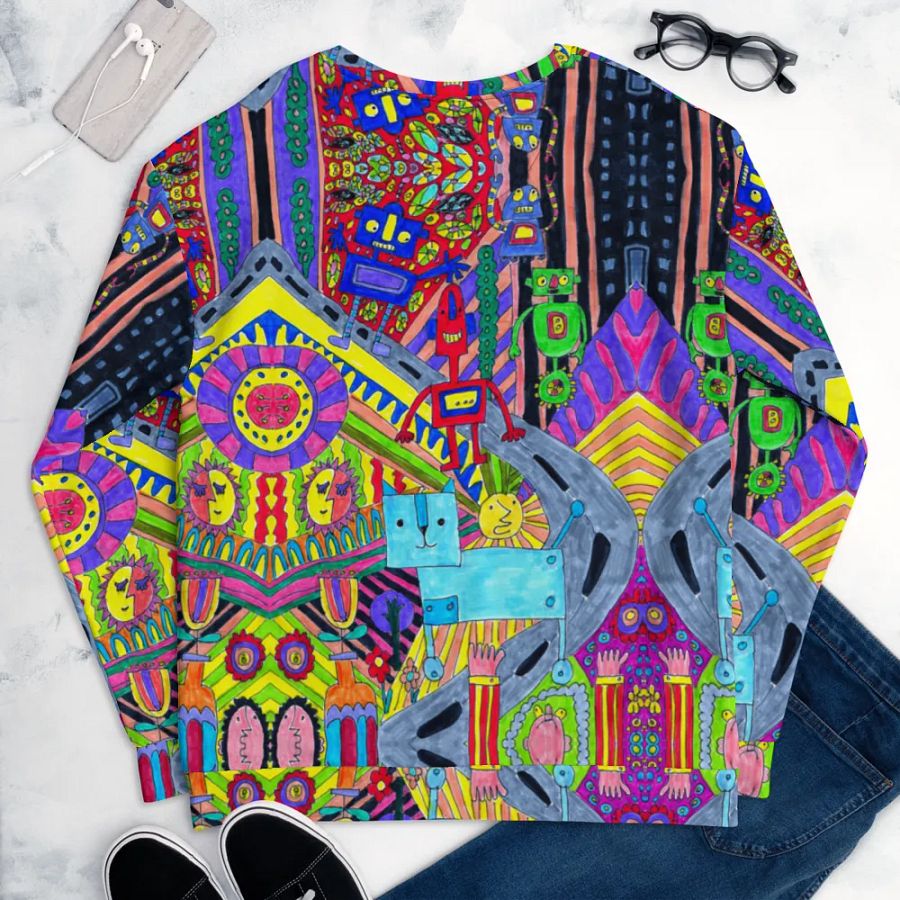 Abstract Colourful Doodle Robots Unisex Sweatshirt product image (11)