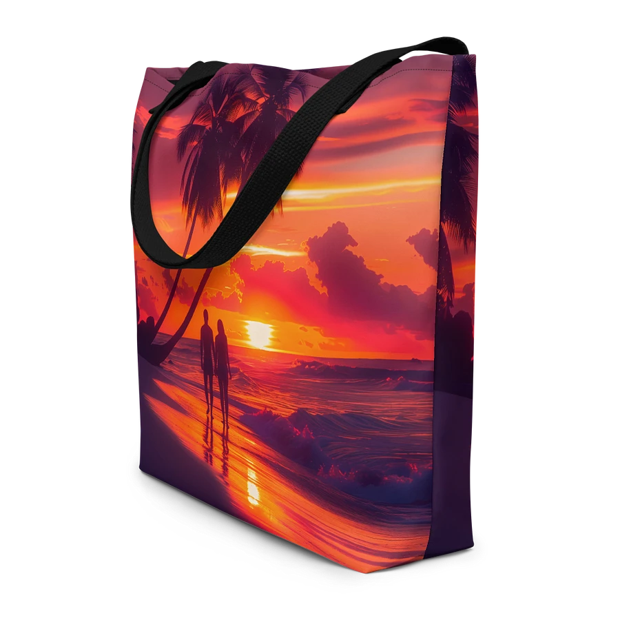 Tote Bag: Romantic Beach Sunset View Palm Trees Ocean Waves Romantic Couple Design product image (4)