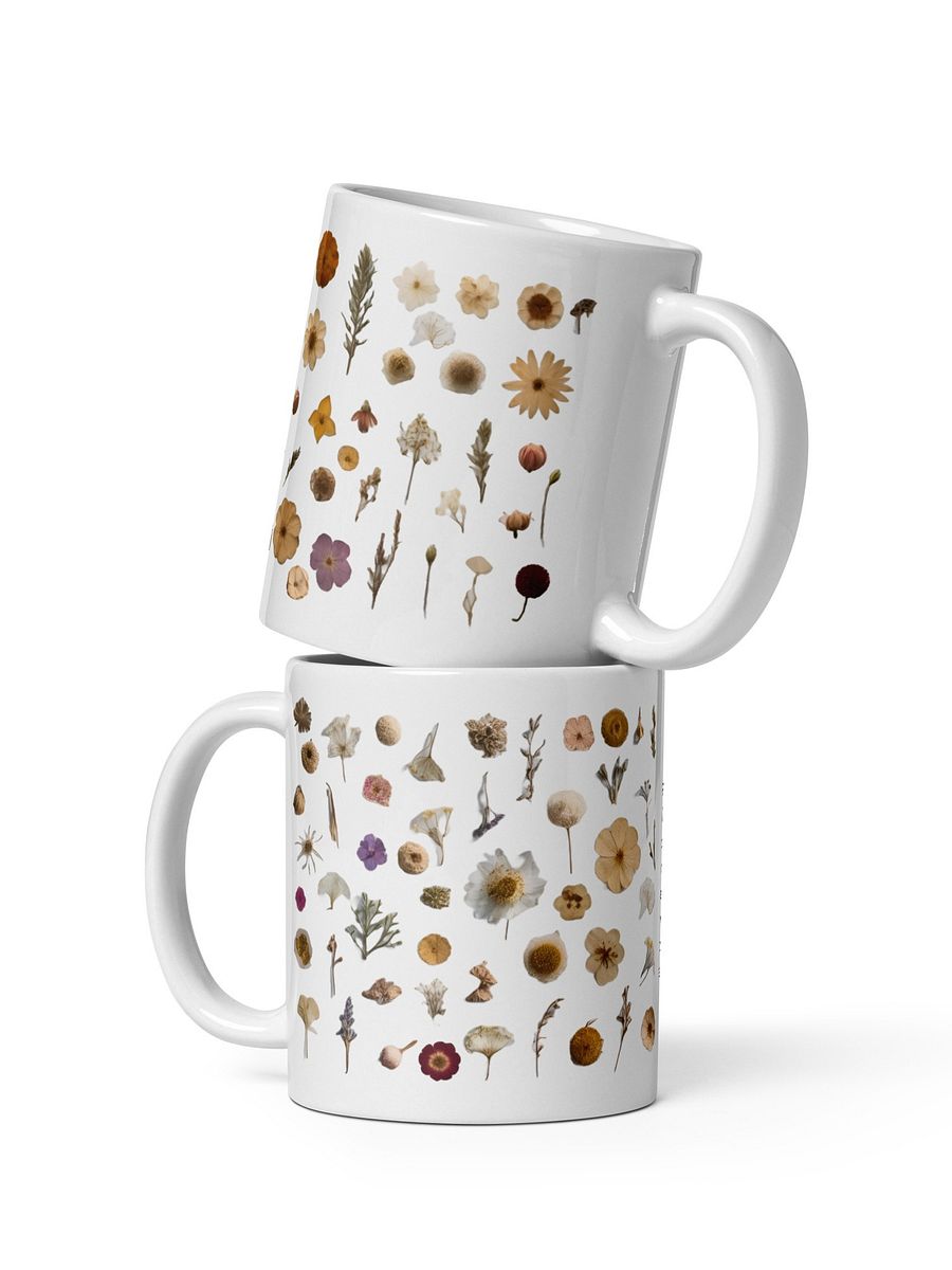 Personalized Pressed Flowers White Glossy Mug product image (1)