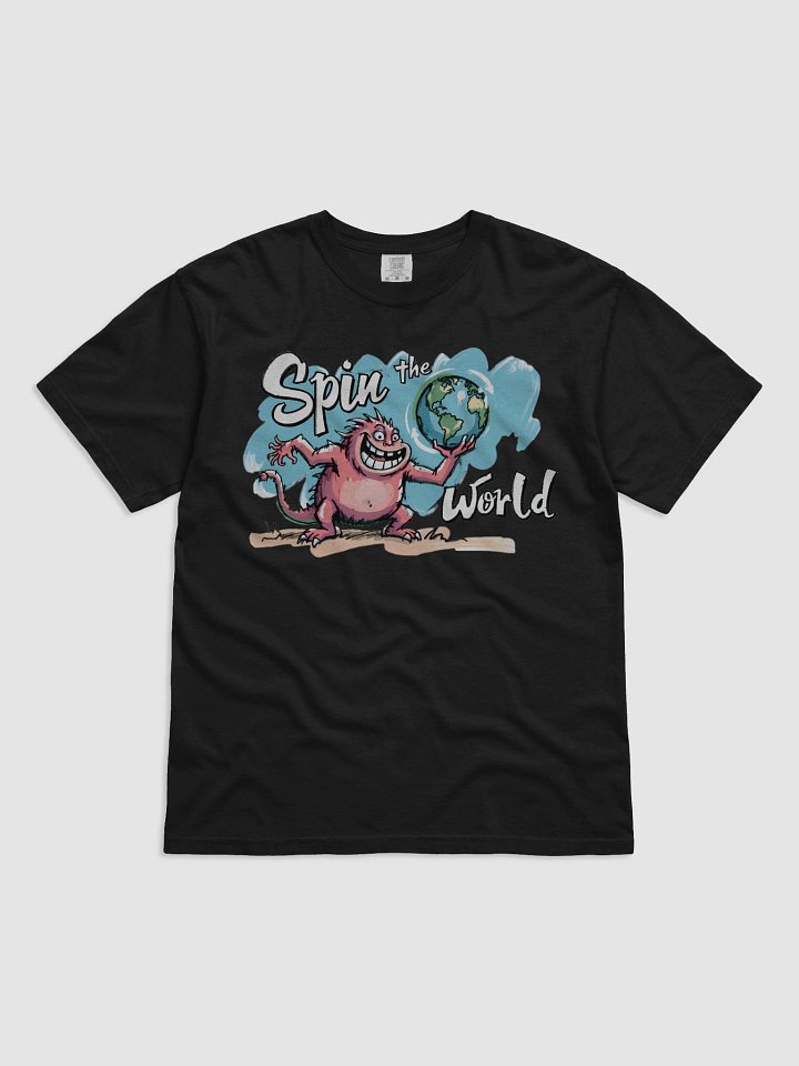 Playful Monster Spins the World: Cartoon Fun Heavyweigh T-Shirt product image (1)