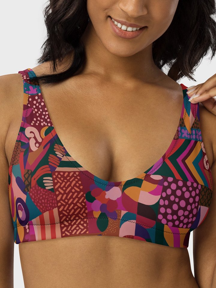 Recycled Padded Bikini Top "Abstract African Ethnic Pattern" product image (2)