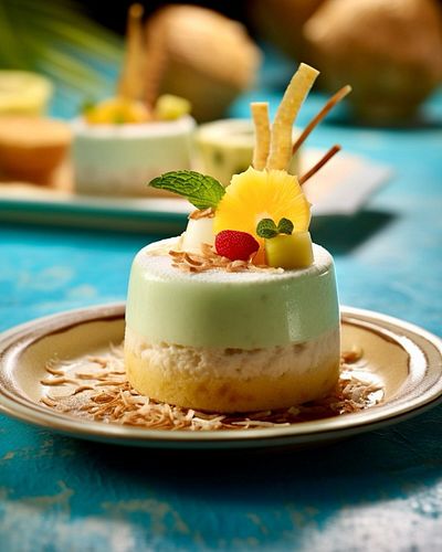 Blending in with the tropics, one mint flan at a time. 🌴💚 #SweetsWithGoals #Dessert #Flan