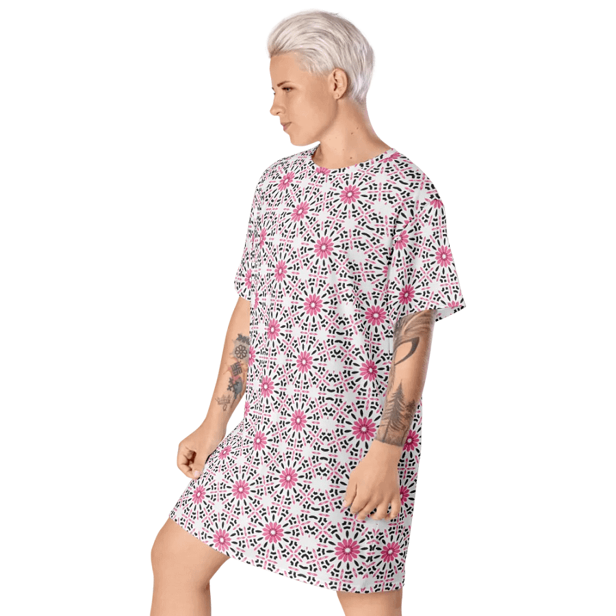 Pink Print Summer Dress, T-Shirt Dress product image (9)