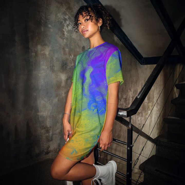Rainbow Abstractions Ladies T Shirt Dress product image (2)