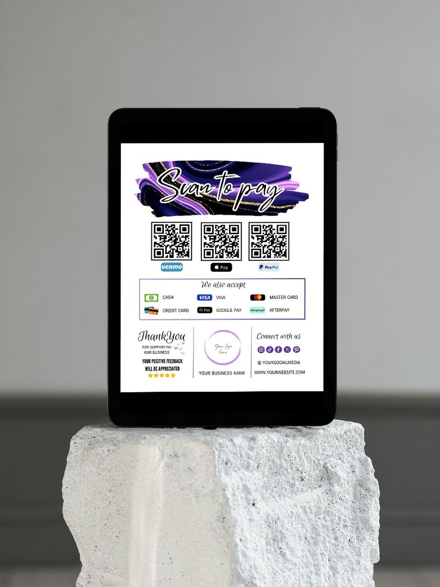 Amethyst - Scan To Pay QR Code Sign Template product image (8)
