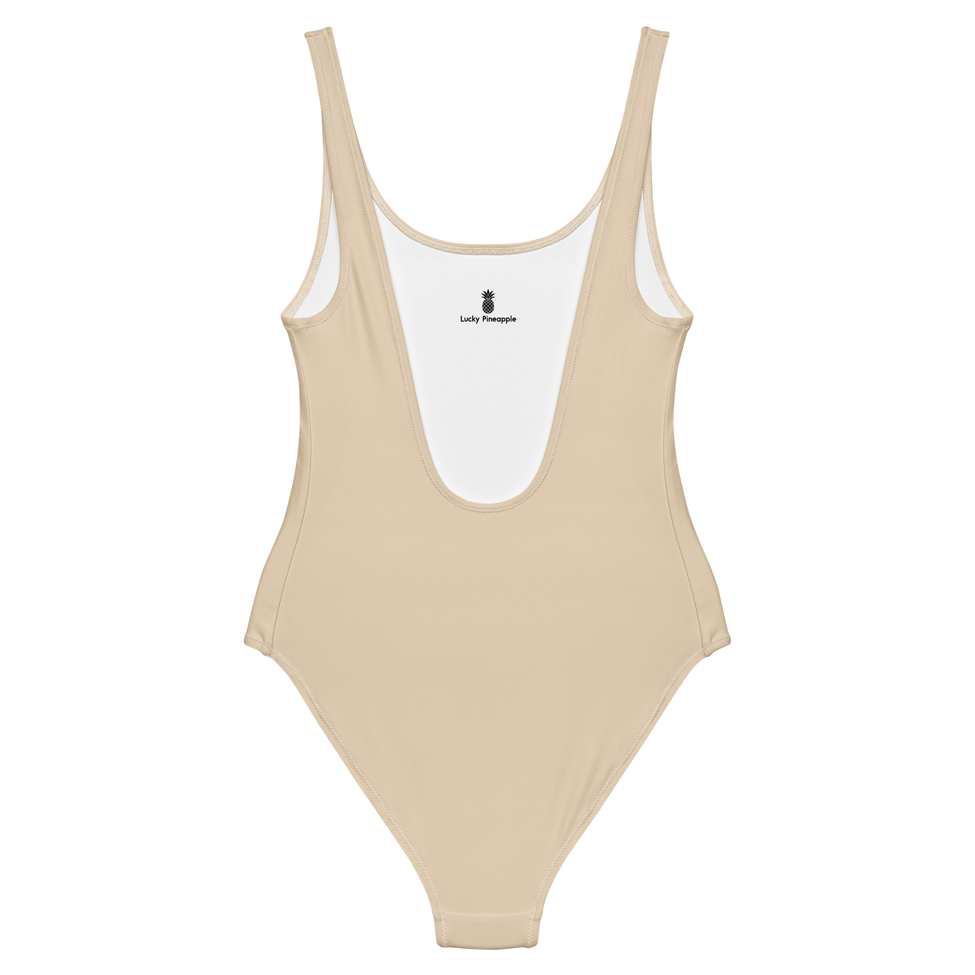 Champagne Beige Nude Solid Color Retro Inspired Women's One Piece Swimsuit product image (2)