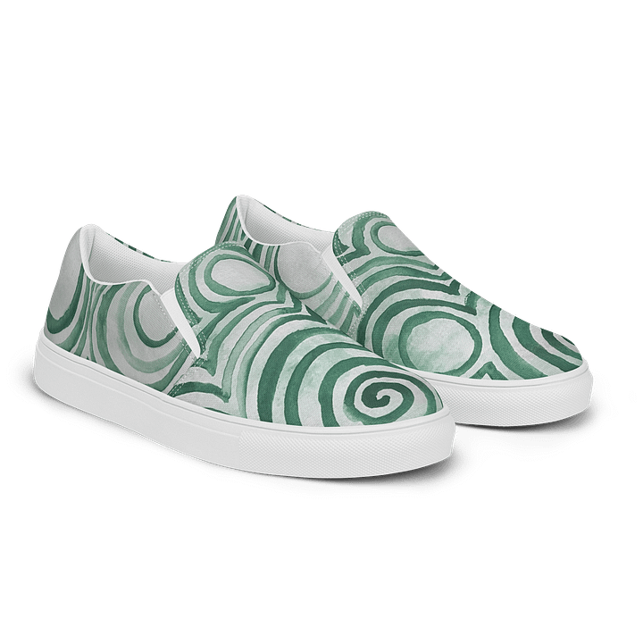 "Green Swirl" Canvas Slip On Shoes (Men's) product image (2)