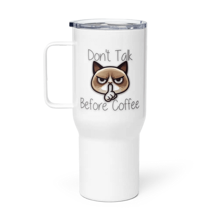 Don't talk before coffee Travel Mug with a Handle product image (1)