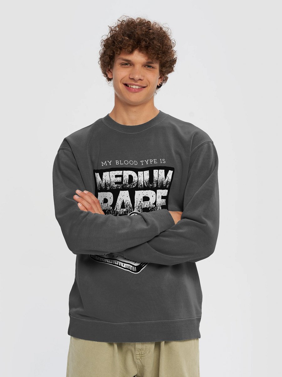 Carnivore My Blood Type is Medium Rare Steak Unisex Pigment Dyed Sweatshirt product image (2)