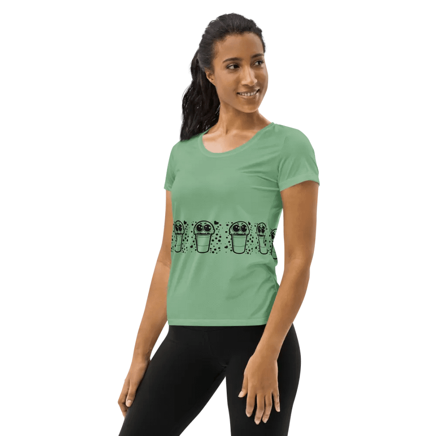 Whimsical Cup Character All-Over Print Women's Athletic T-Shirt product image (3)