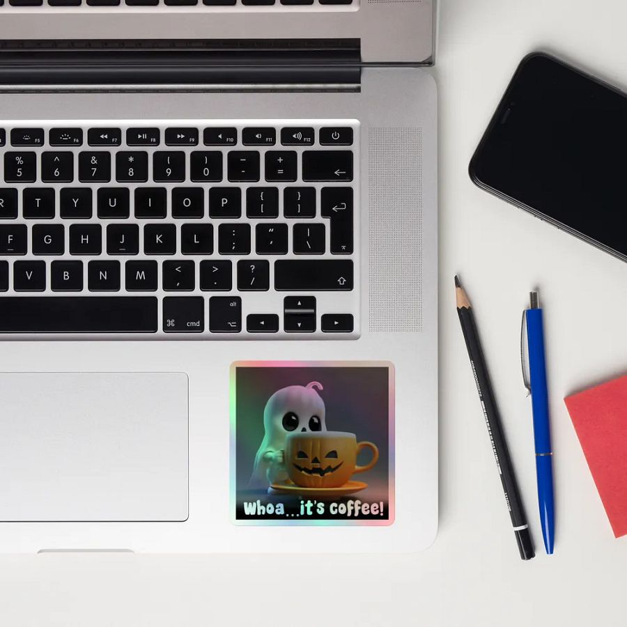 Spooky Coffee Ghost Holographic Sticker Sheet product image (12)