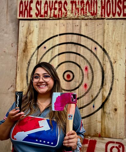 Nothing beats @klutch.one 🍊 grip cream for my sweaty hands while axe throwing at my favorite place! Finally hit my 50pt game ...