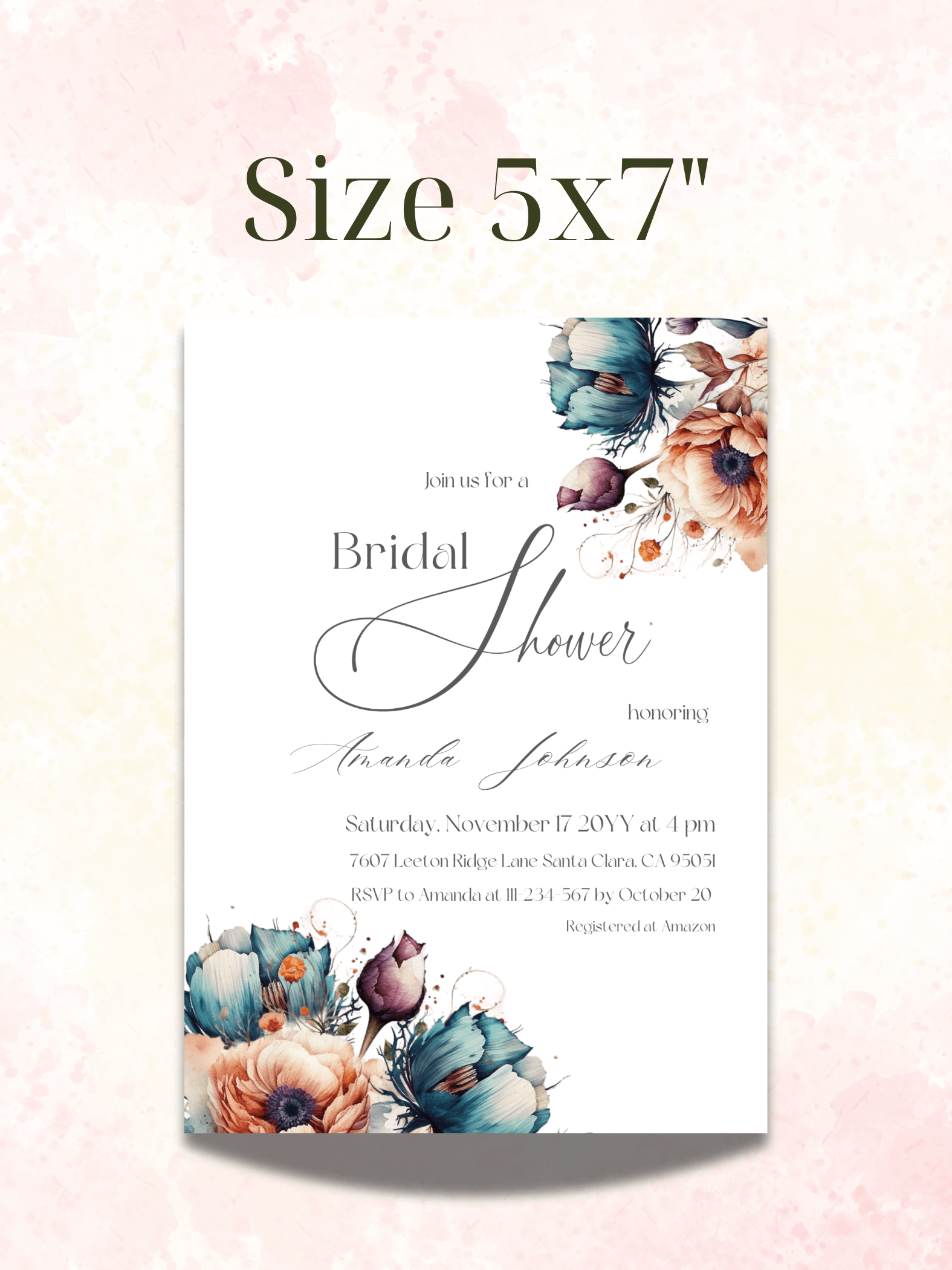 Rustic Bridal Shower Invitation, Wildflower Floral Wedding Shower Invite Canva Template for a Boho Garden Party Theme Idea, Digital Download product image (2)