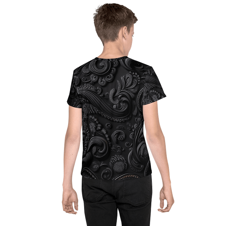 Youth Crew Neck T-Shirt black paisley product image (2)