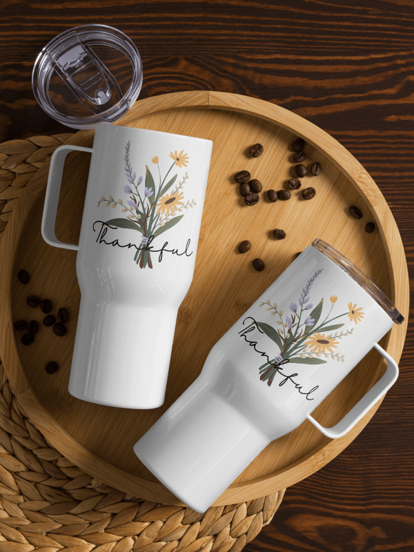 Thankful Bouquet Travel Mug – Insulated Tumbler for Coffee & Tea Lovers product image (8)
