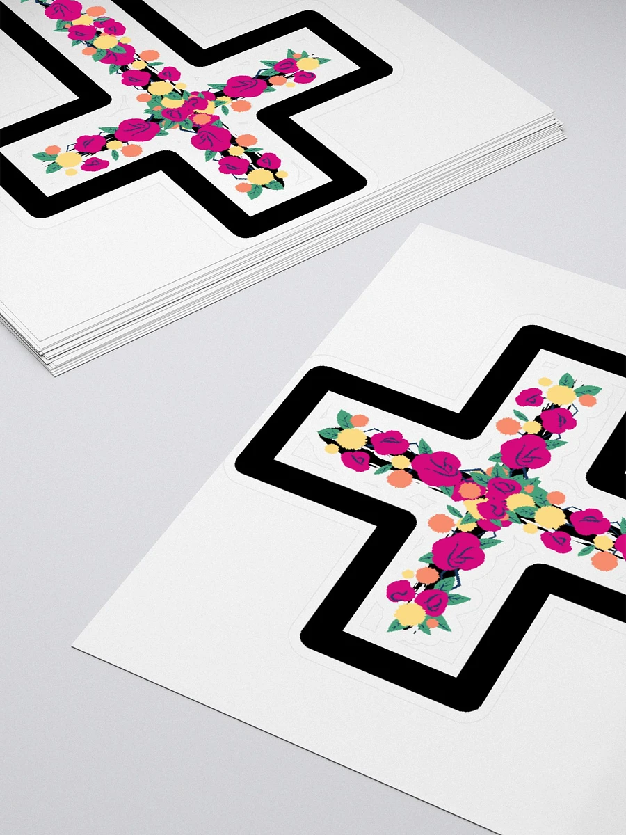 Pink & Yellow Floral Cross With Border Sticker product image (4)