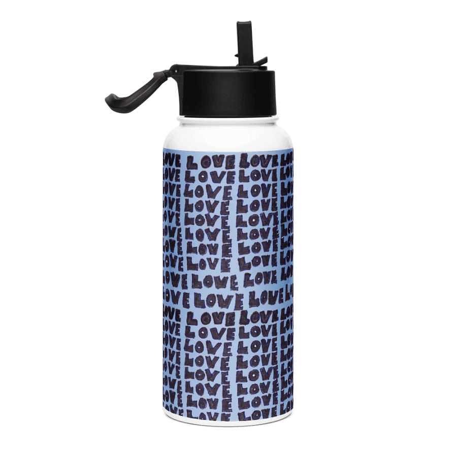 Love Stainless Steel Water Bottle with a Straw Lid in Blue product image (4)