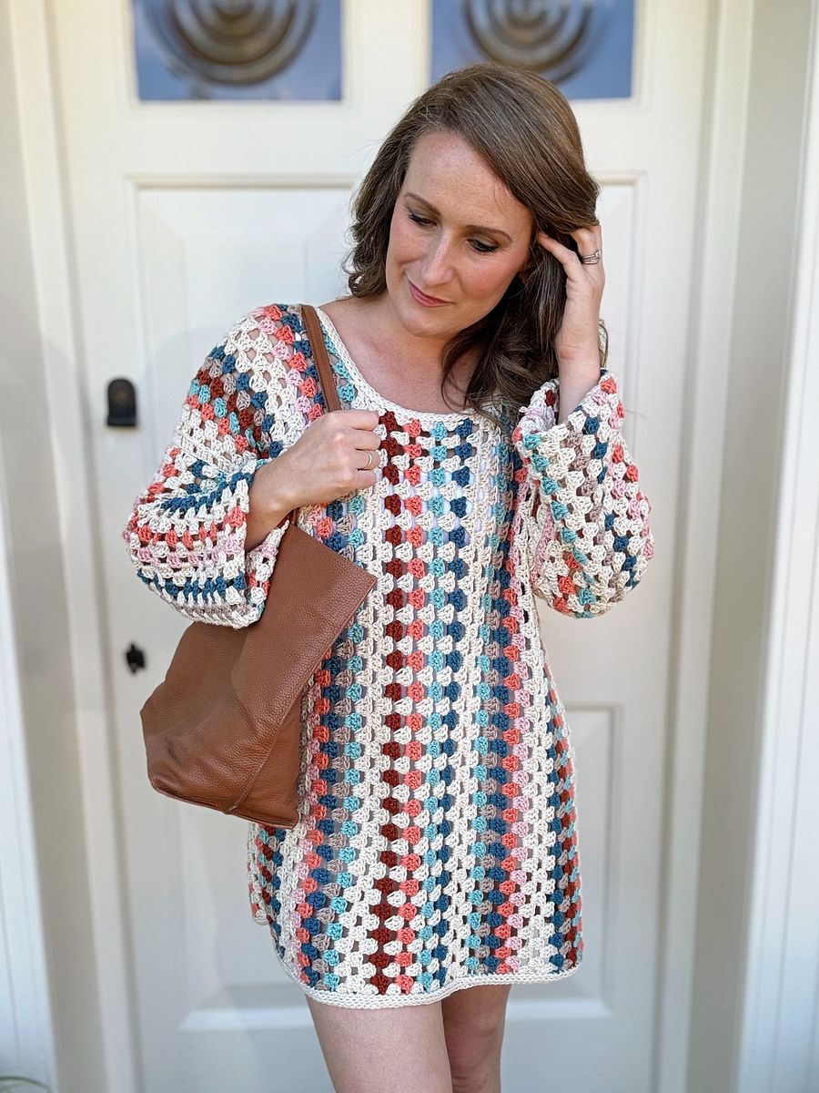 Retro Crochet Dress Pattern with Striped Granny Stitch - PDF pattern product image (3)