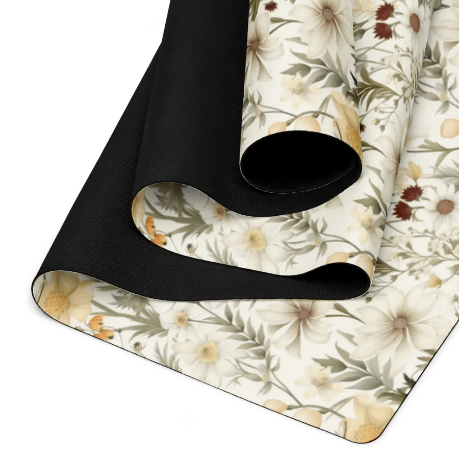 White Floral Yoga Mat by Treasure Pie product image (3)