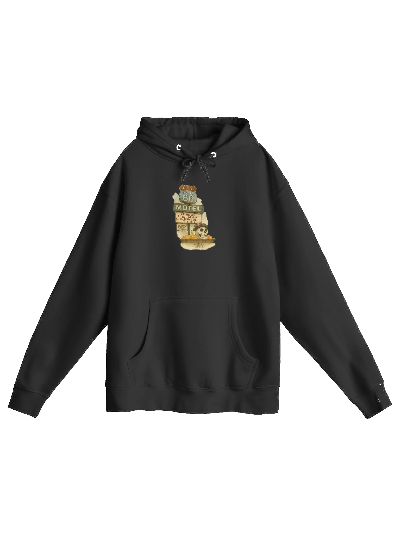 Route 66 Motel Skull Hoodie – Vintage Road Trip Día de los Muertos Sweatshirt product image (3)