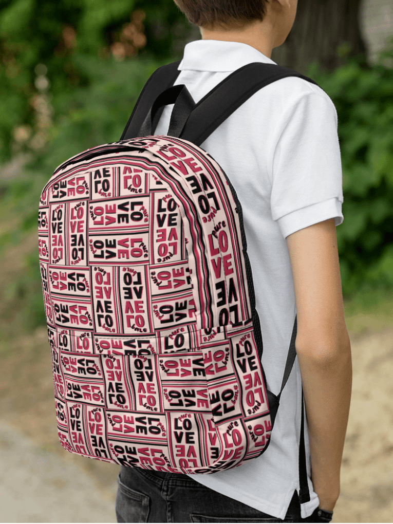 Pure LOVE dual Color Pattern on peach Background - All-Over Print Backpack product image (3)