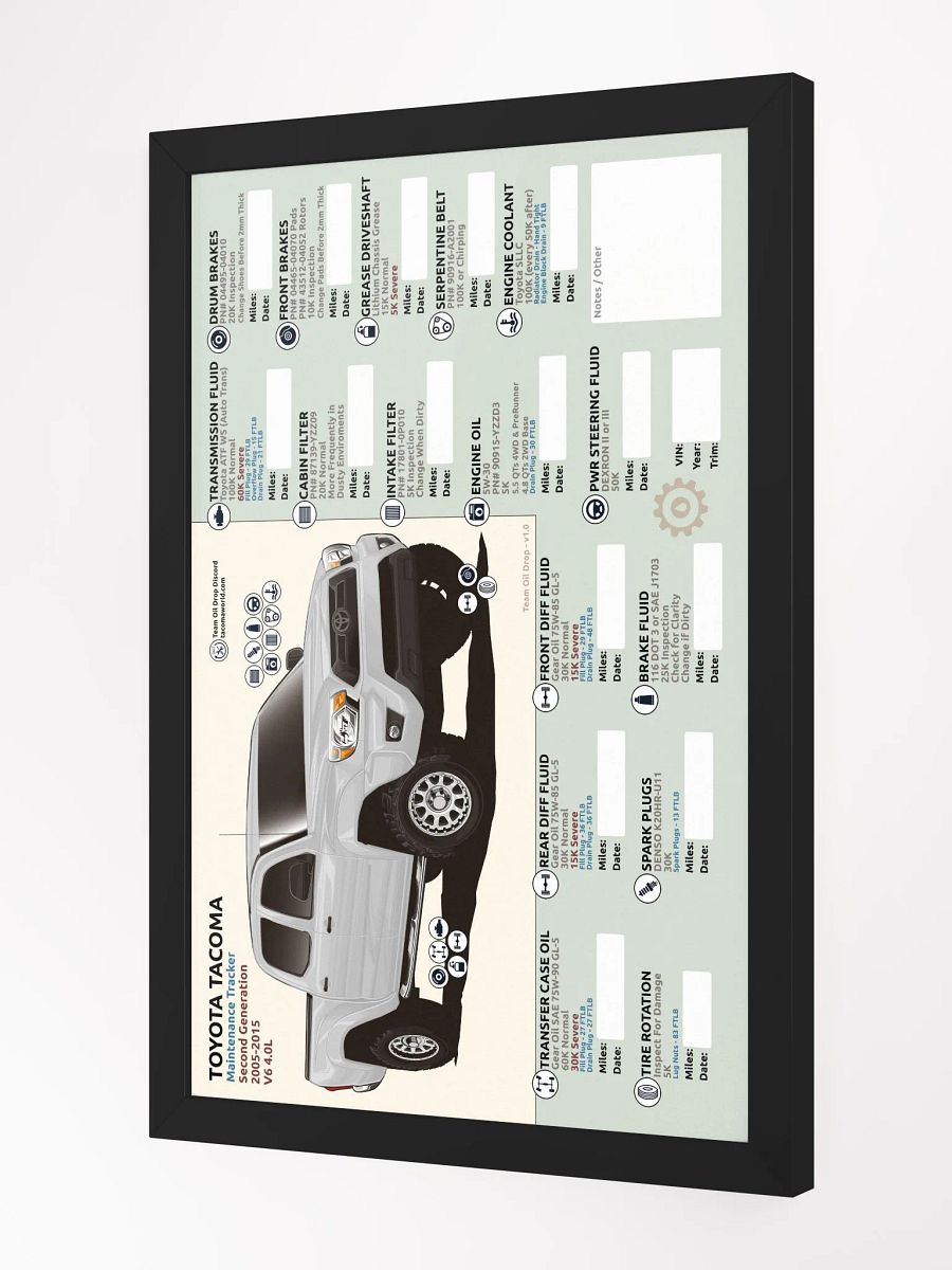 2nd GEN MAINTENANCE TRACKER V1.0 - White (FRAMED) product image (3)