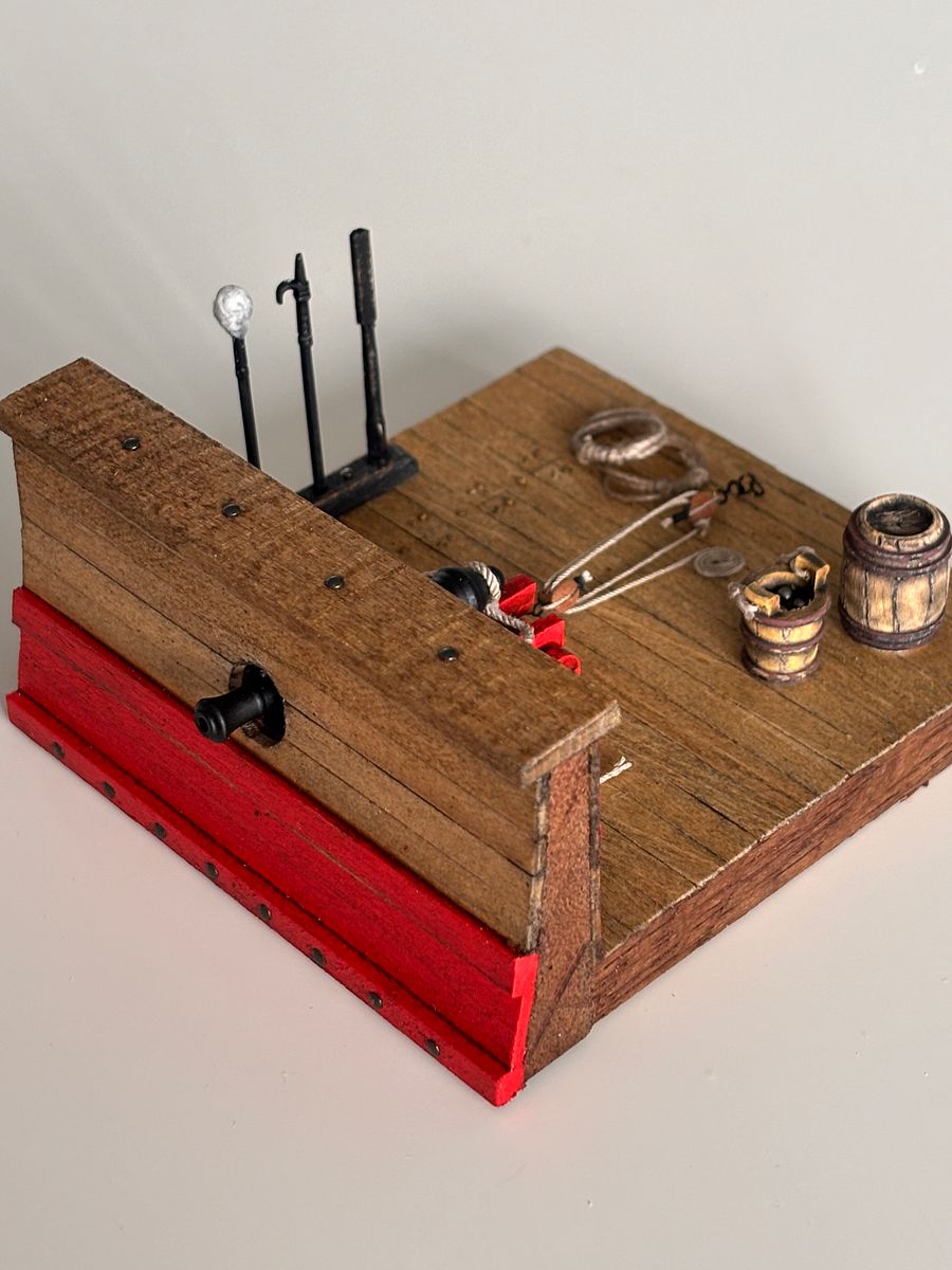 Wooden Diorama: Cannon Aboard a Historic Ship - red ship version product image (5)