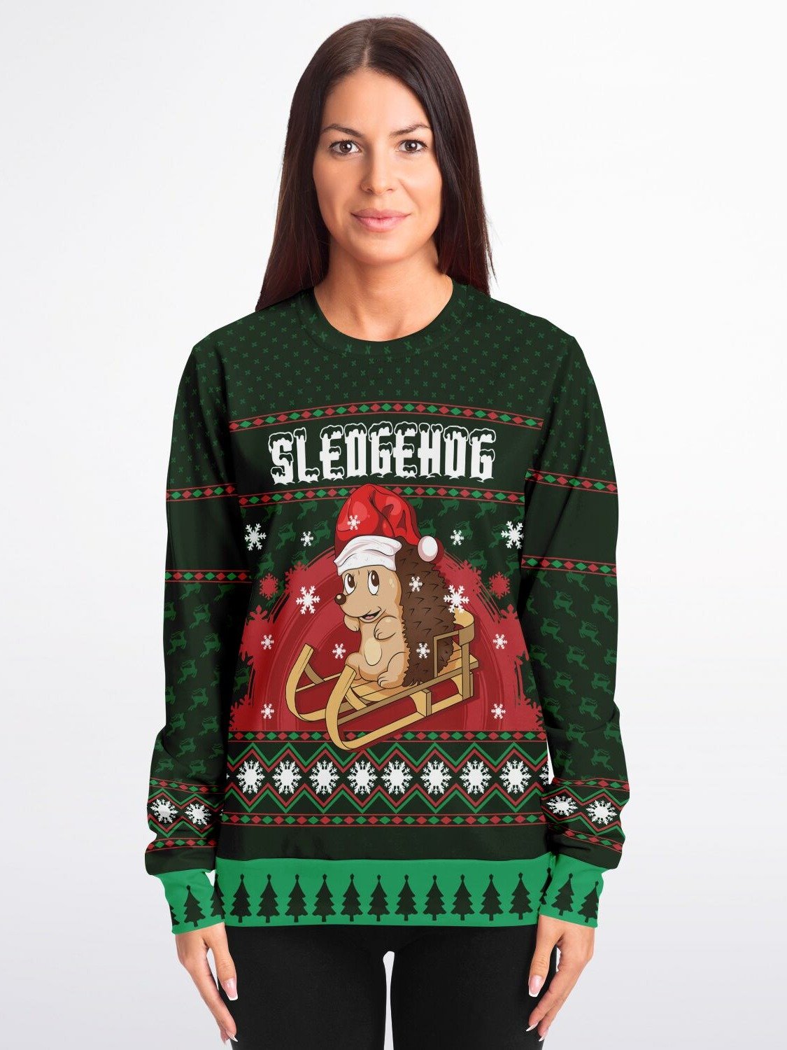 Joyful Hedgehog Christmas Sweatshirt – Sledding into Festive Fun product image (1)