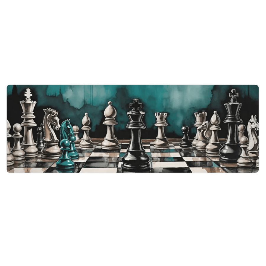Teal Chessboard Grunge Art Yoga Mat product image (1)