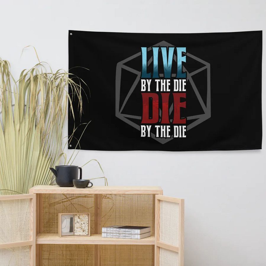 Live by the Die, Die by the Die Horizontal Flag (Black) product image (7)