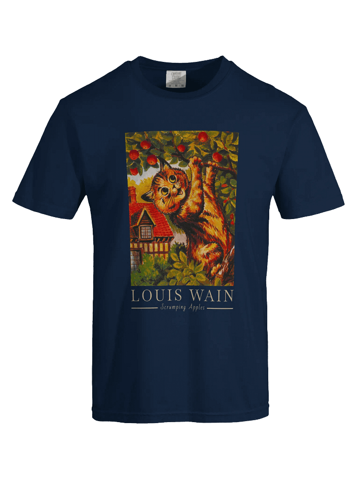 Louis Wain Cat T-Shirt – Scrumping Apples Vintage Art Relaxed Fit Heavyweight Unisex Cotton T-Shirt product image (1)
