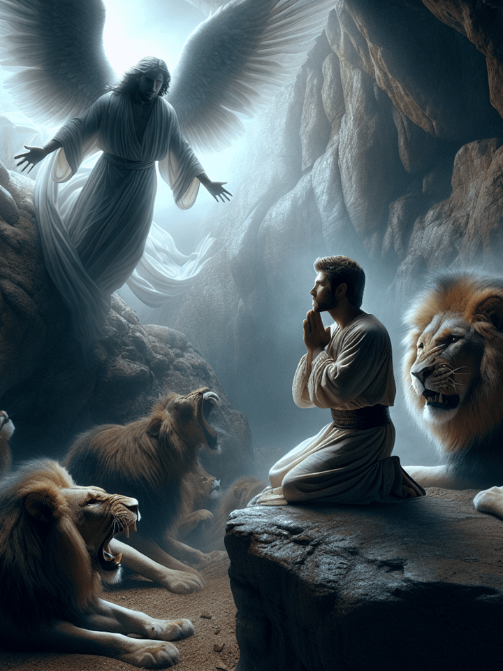 Divine Protection: How an Angel Sealed the Lions’ Mouths for Daniel | Inspirational Christian Digital Art | Daniel 6 Meaning product image (1)