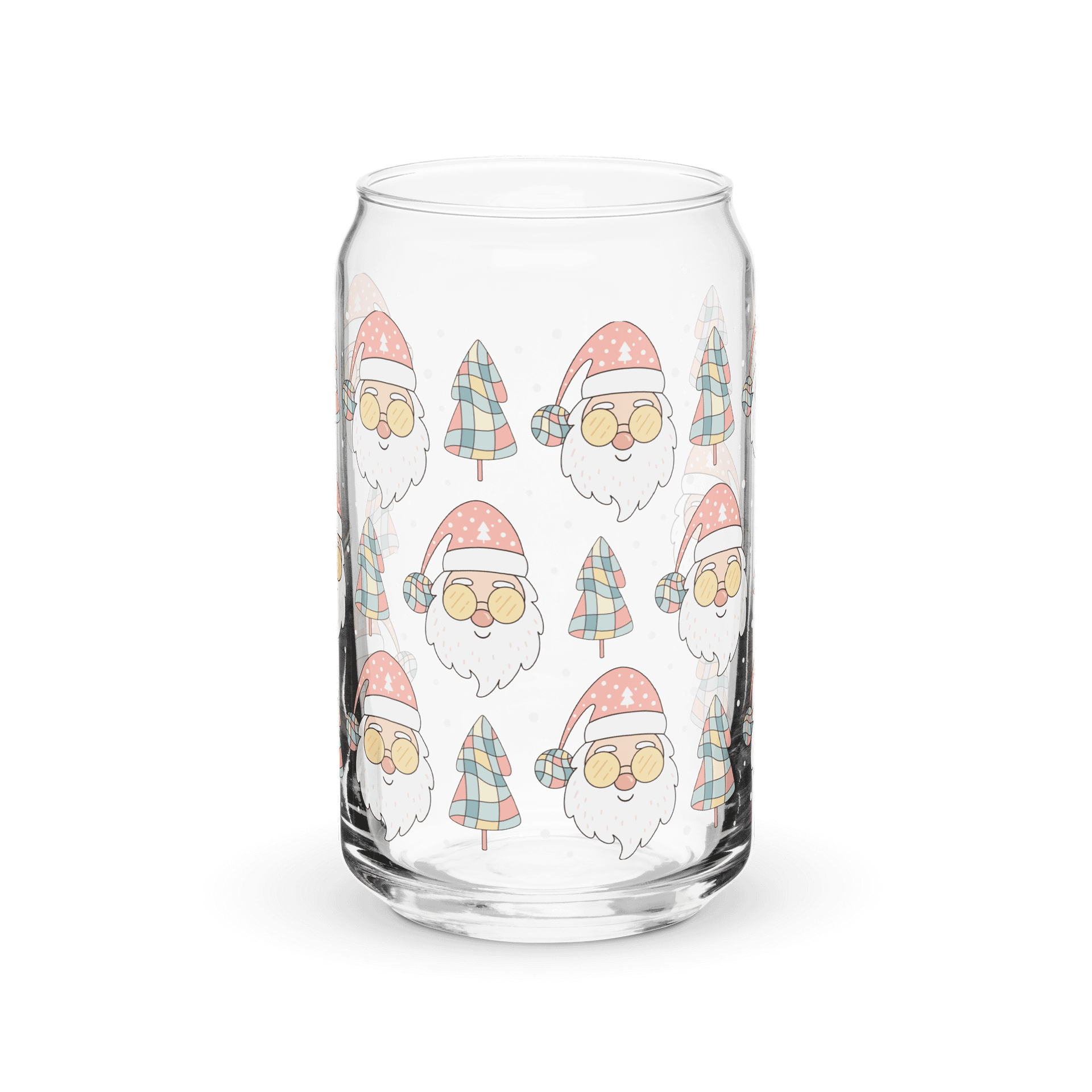 Retro Groovy Santa Claus Christmas Glass Can Sipper 16 oz. product image (6)