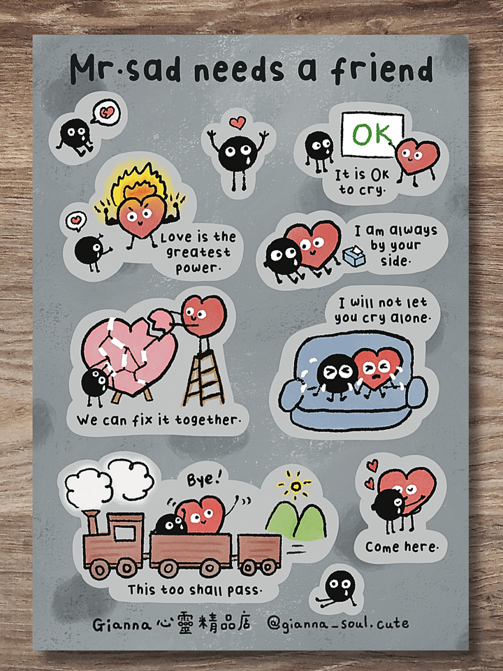 Mr Sad needs a friend | Positivity Sticker Sheet product image (1)