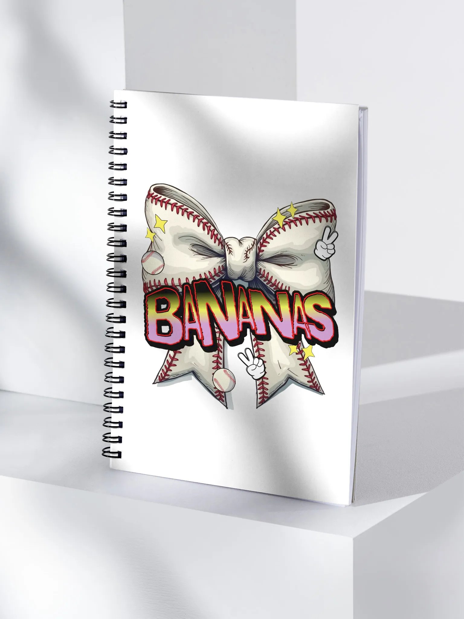 Bananas Bow Baseball Spiral Notebook product image (1)