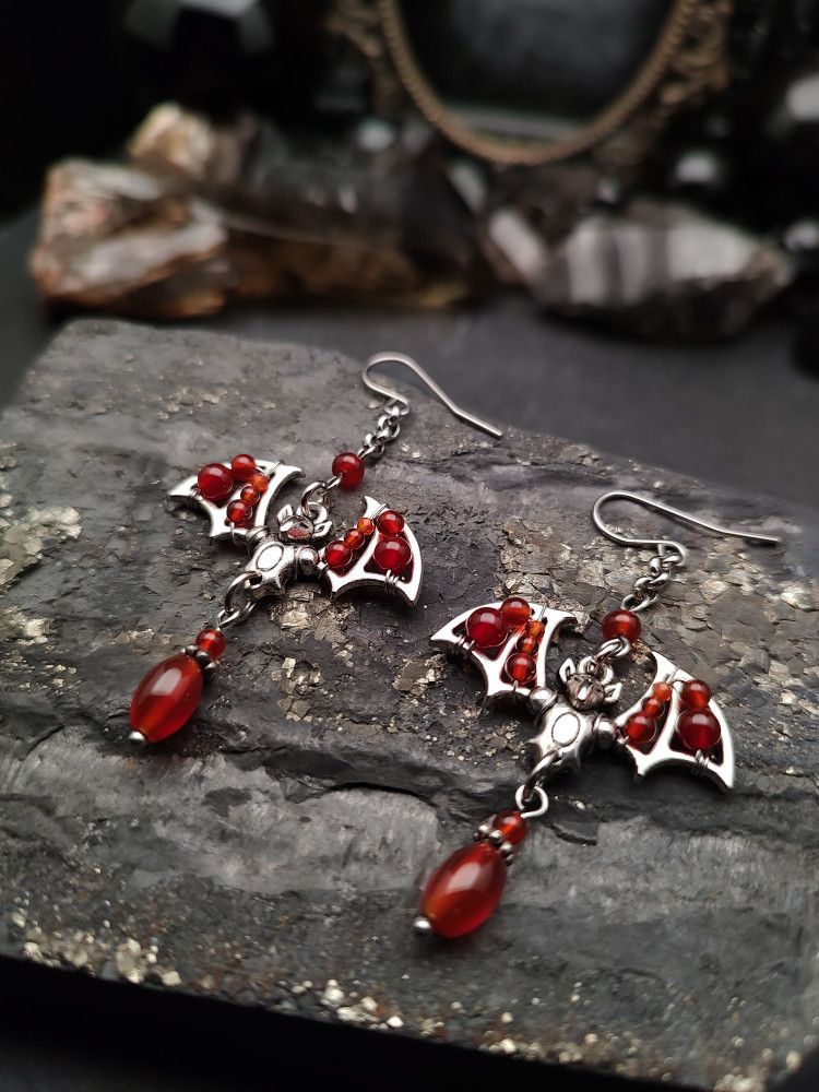 Earrings Bats - Carnelian Shadows product image (3)