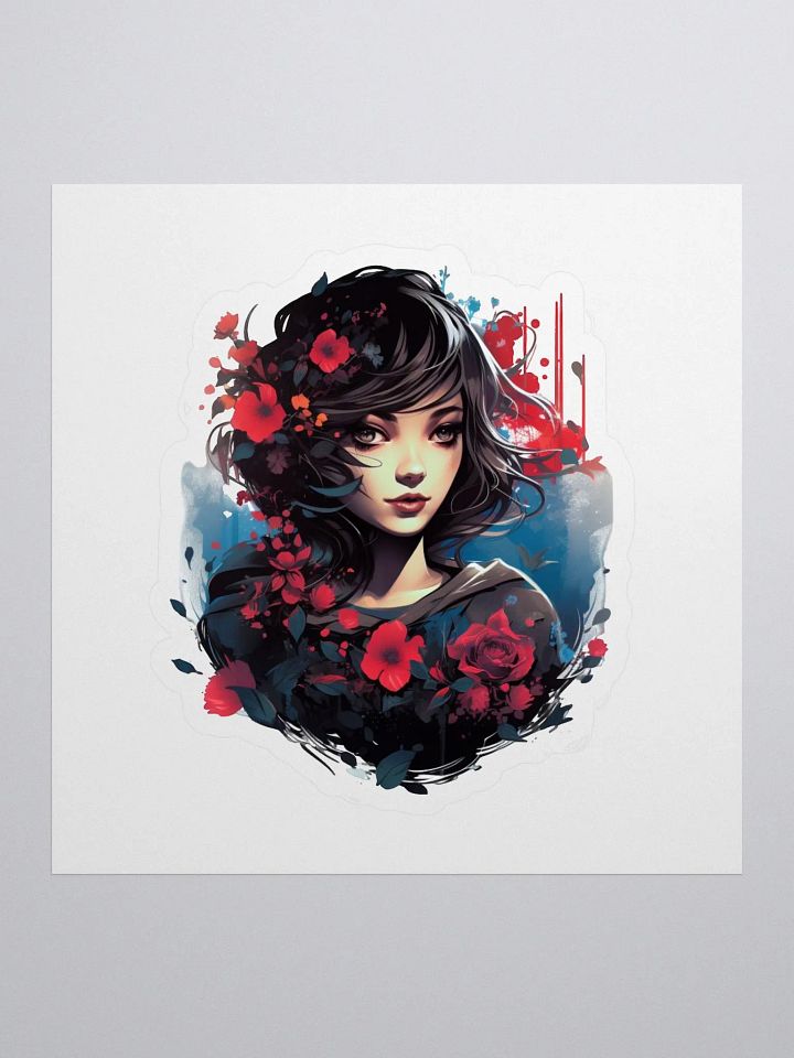 Windswept Red Flower Girl Sticker product image (1)