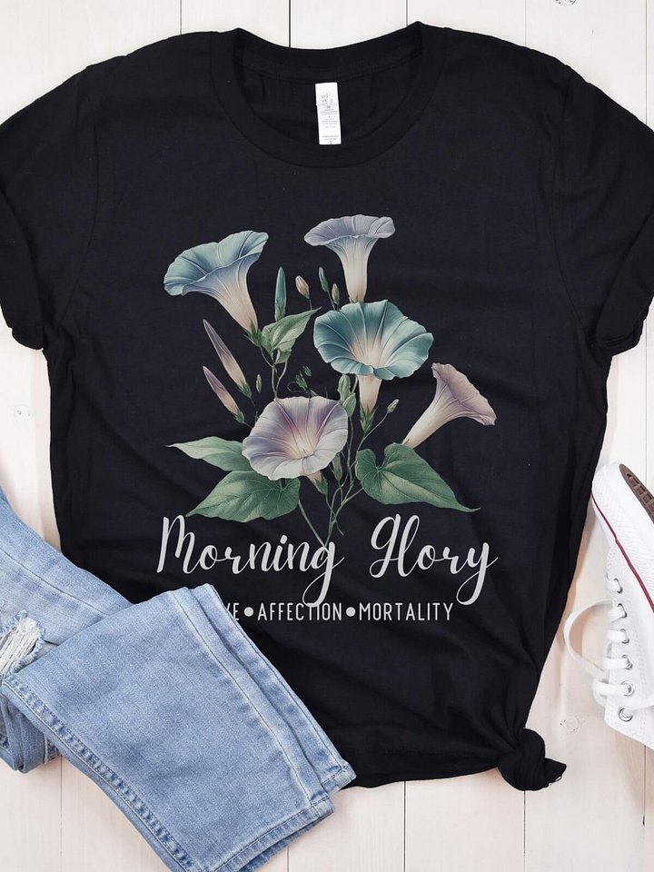 Morning Glory Birth Month Flower Tee: Reflecting Love, Affection, Mortality: Perfect September Gift for Her product image (2)