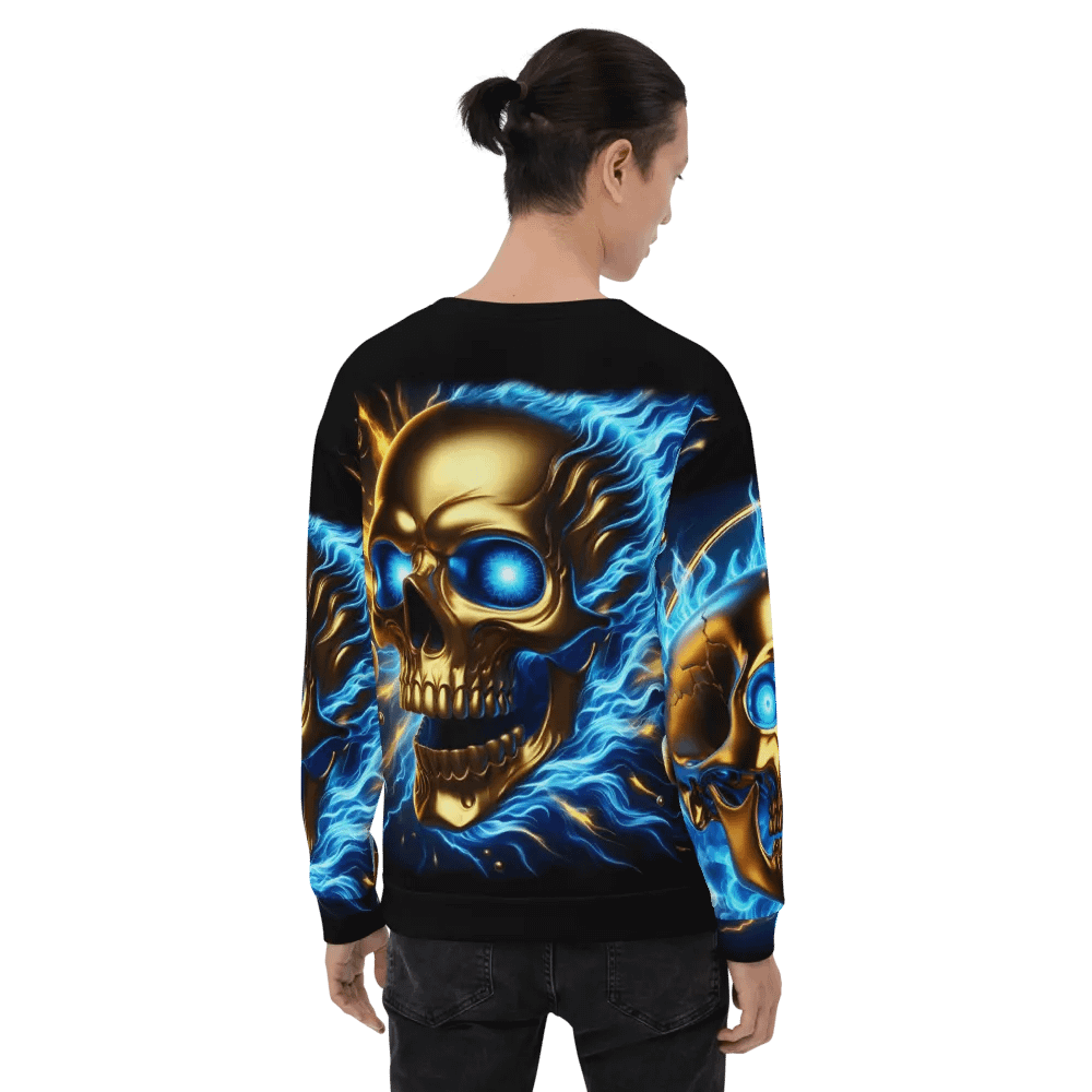 Blue Flames Golden Skull - Unisex Sweatshirt #23 product image (9)