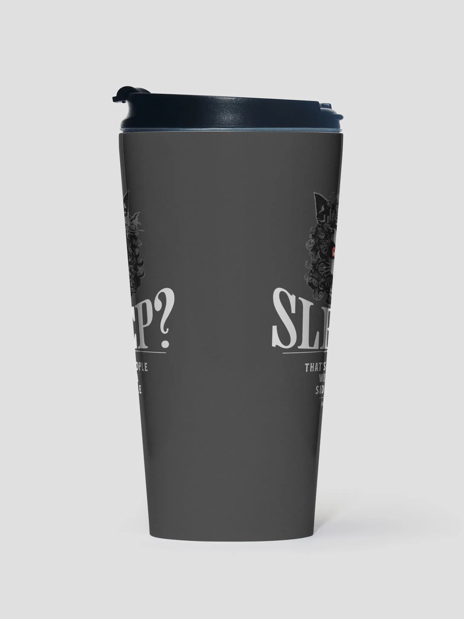 Sleepless Hustle: Intense Cat Eyes Stainless Steel Travel Mug product image (2)
