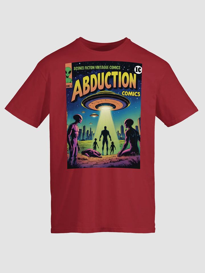 1970s Sci-Fi Comic T-Shirt – Retro Alien Abduction Art product image (2)