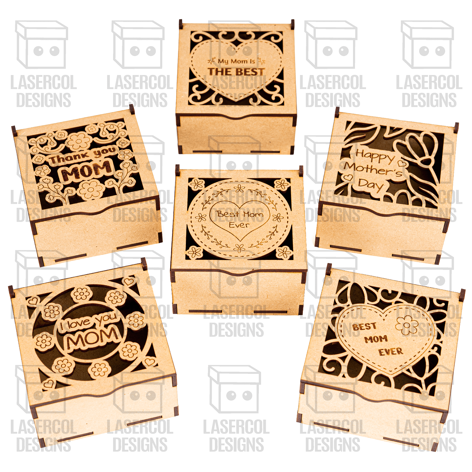 Mother's Day Gift Boxes (3 Sizes, 6 Styles) - Laser Cut Files product image (4)